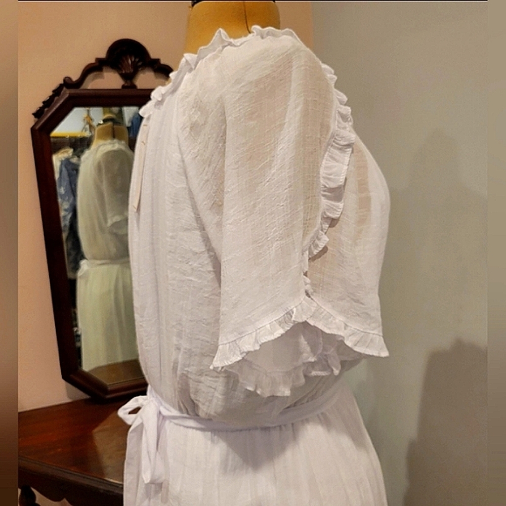 NWT 2X White Ruffly Dress - Picture 7 of 11